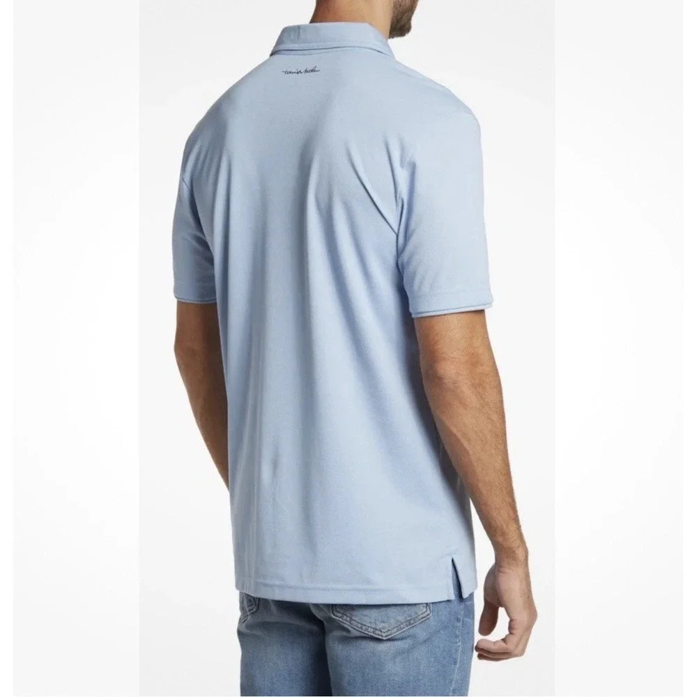 Travis Mathew Excursion Knit Polo Shirt‎ Heather Blue Size XL Golf Preppy - Picture 2 of 8